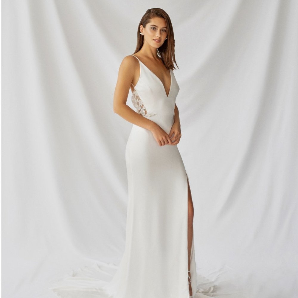 BRAND NEW Alexandra Grecco Nerine - Satin Crepe Wedding Gown NEVER WORN